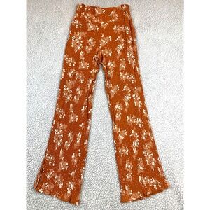 Three Dots Women's Floral Wide Leg Pants Rust Brown Size M